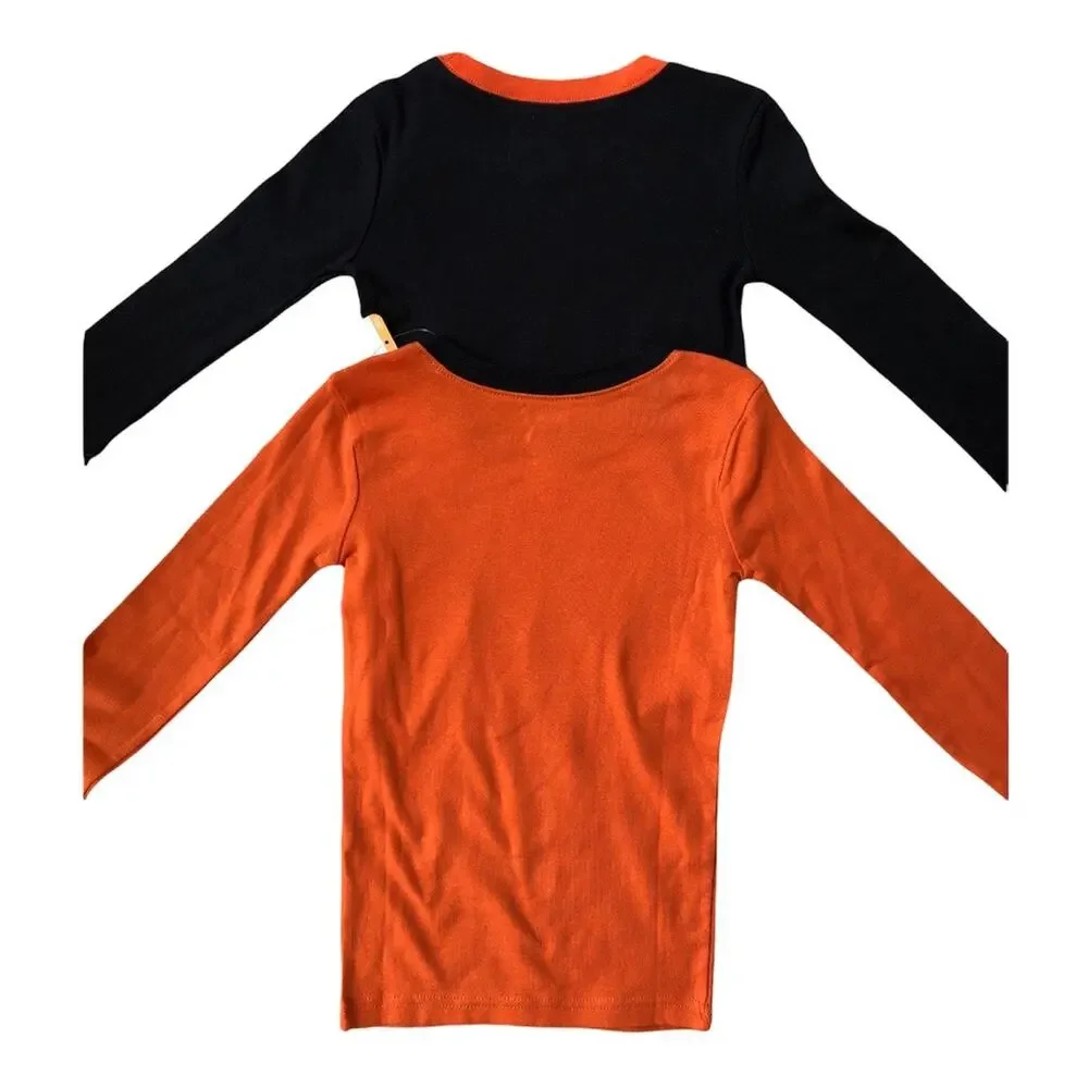 Two Gymboree Halloween Pajama Tops Pumpkin Cotton Youth 7